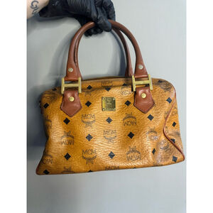 Women's MCM Boston Bag Medium Brown vintage authentic original Visetos
